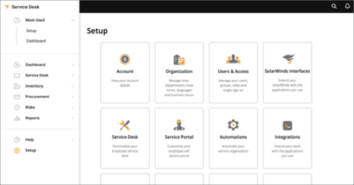 In Solarwinds, select Setup