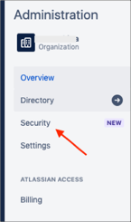 go to: https://admin.atlassian.com, select your org, then Security
