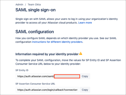 Make a copy of your <strong>Unique ID</strong> value from the SP Entity ID field