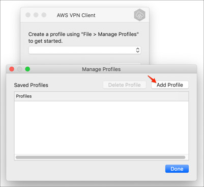 install the Client VPN endpoint configuration file, Add Profile