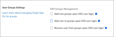 SSO groups feature options