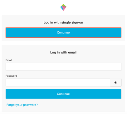 Under Log in with Single Sign-on, click Continue