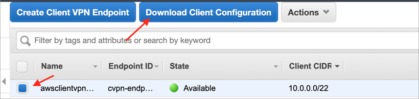 Download the Client VPN endpoint configuration file