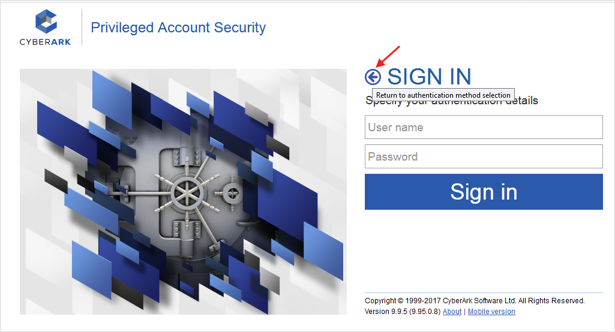 Login to CyberArk, click the back arrow