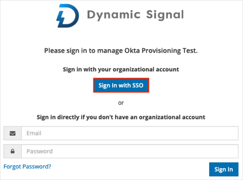 Open your base URL, click Sign In with SSO