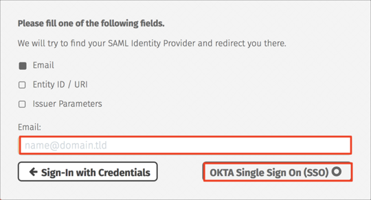 Enter email, click OKTA SSO