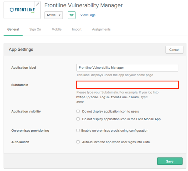 Frontline Okta Config