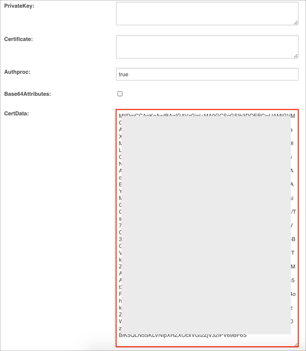 Enter SAML config values