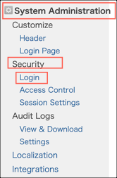 System Administration > Security > Login