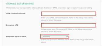Enter SAML Admin Role, Consumer URL, Username attribute values into Okta - Sign On