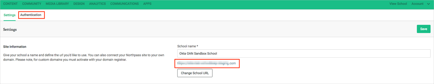 Northpass Authentication Settings