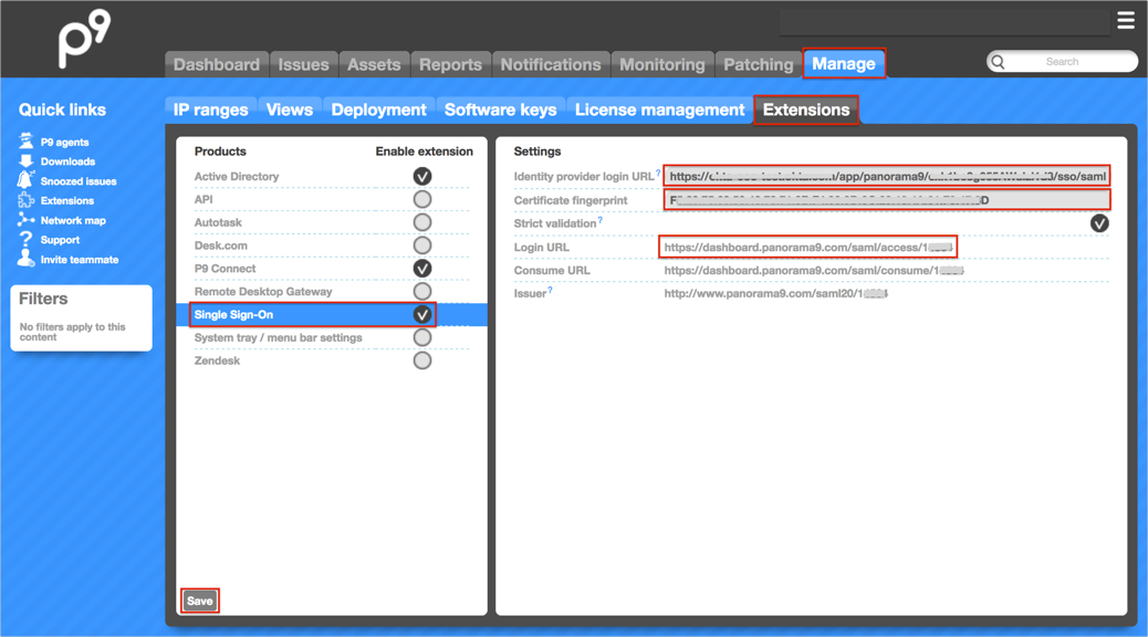 Sign in here: http://www.panorama9.com/sign-in, enter SAML config values