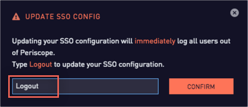 confirm SSO settings by typing Logout