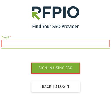 go to https://app.rfpio.com/#/page/find-user-saml, enter email, click SIGN IN USING SSO