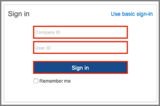 Enter Company ID and User ID, then click Sign In