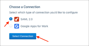 Select SAML 2.0 and click Select Connection