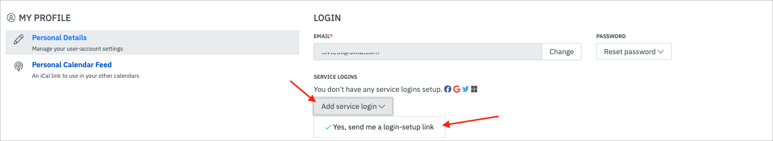 Click add a service login
