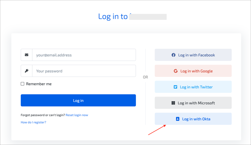 Click log in with Okta