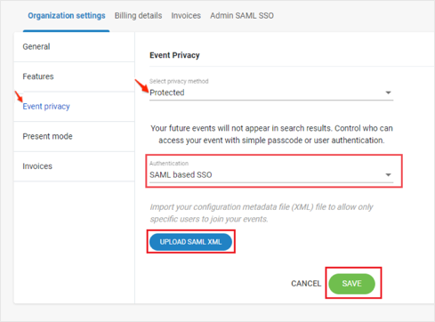 Enter okta-generated Metadata, SAVE