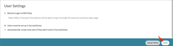 Enter SAML config values in SurveyGizmo