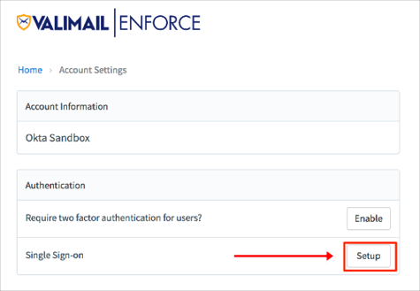 Valimail SSO Settings