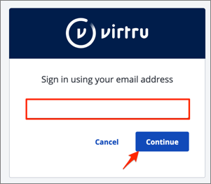 Enter your email, click Continue
