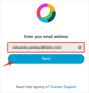 go to: https://teams.webex.com/signin, enter your email, click Next