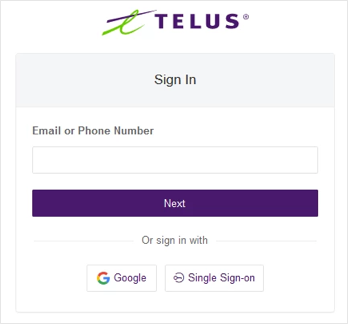 Authenicate with TELUS - admin then enters credentials