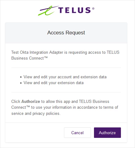 authorize access to TELUS